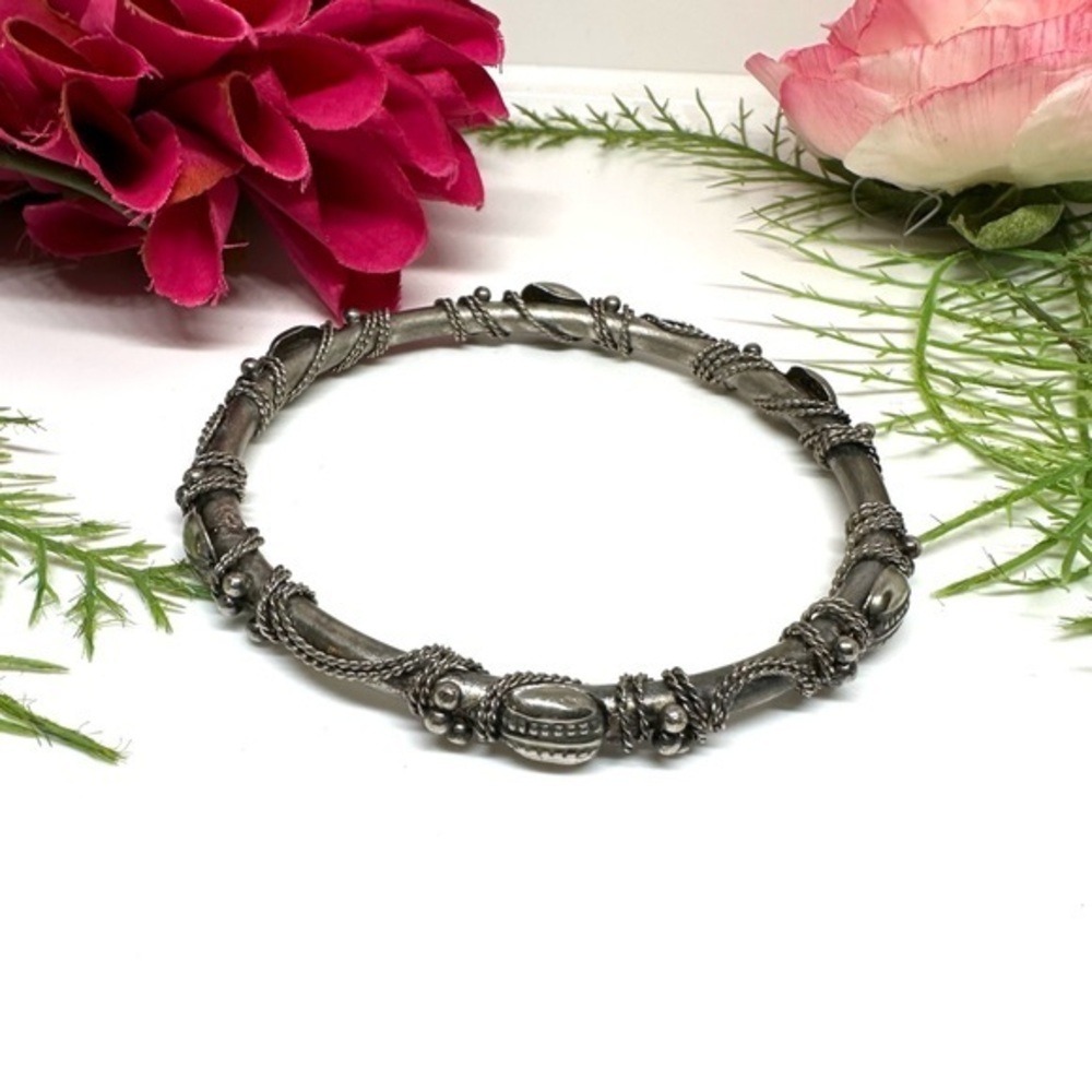 Vintage Ornate Metal Bangle Bracelet